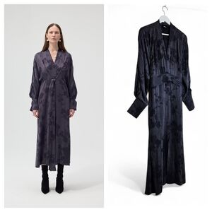 Eiko Ai Freya Navy Kimono Dress Jacquard Floral Lagenlook S/M Limited
